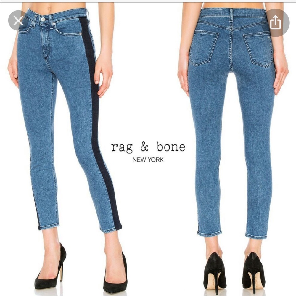 Rag and bone Indigo Tux high rise, skinny ankle